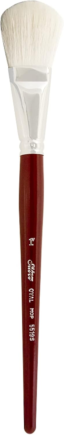 Silver Brush Limited 5519S-1 - Pincel ovalado blanco para óleo, acrílico, acuarela, pasteles y carbón, tamaño de 1 pulgada, mango corto