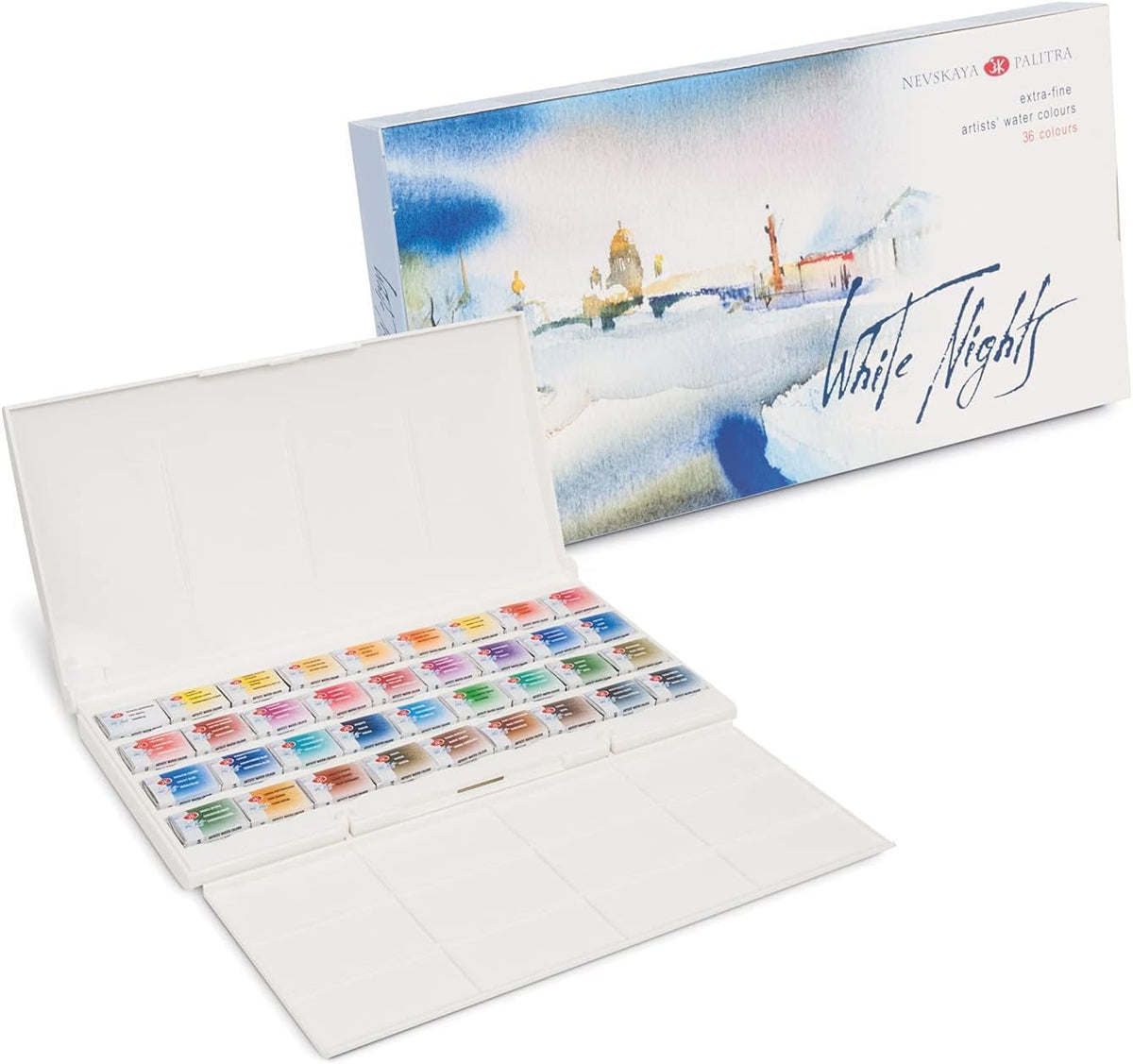 White Nights Acuarela Profesional – Bandeja de 36 Colores (Pastilla)