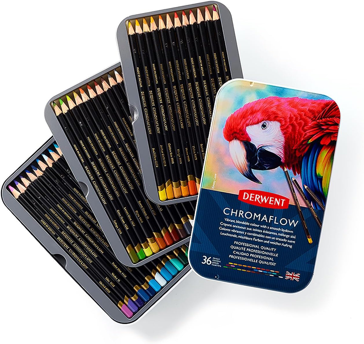 Derwent Chromaflow - Caja de metal de Lápices de 36 colores