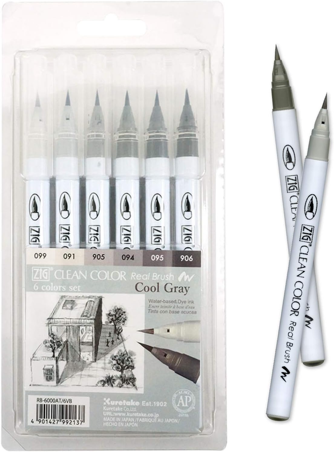 Kuretake ZIG - Marcadores punta de pincel flexibles, , dibujar, caligrafía y letras de pincel para artistas, fabricado en Japón