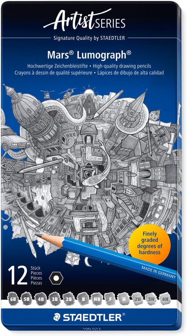 STAEDTLER Mars Lumograph - Lápices de dibujo artísticos 12 TONALIDADES