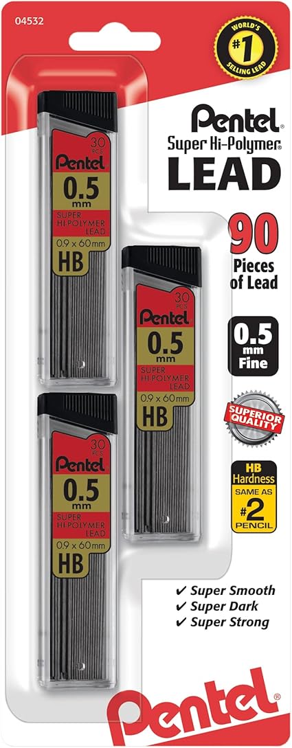 Minas de recambio Pentel Super Hi Polymer, , 90 piezas 0.5