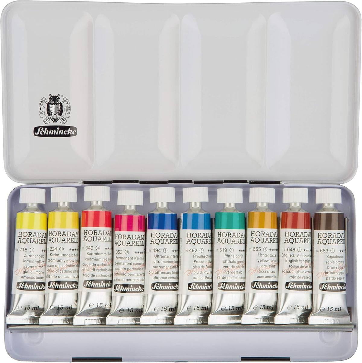 Schmincke - Caja de color HORADAM® AQUARELL, tubos de 10