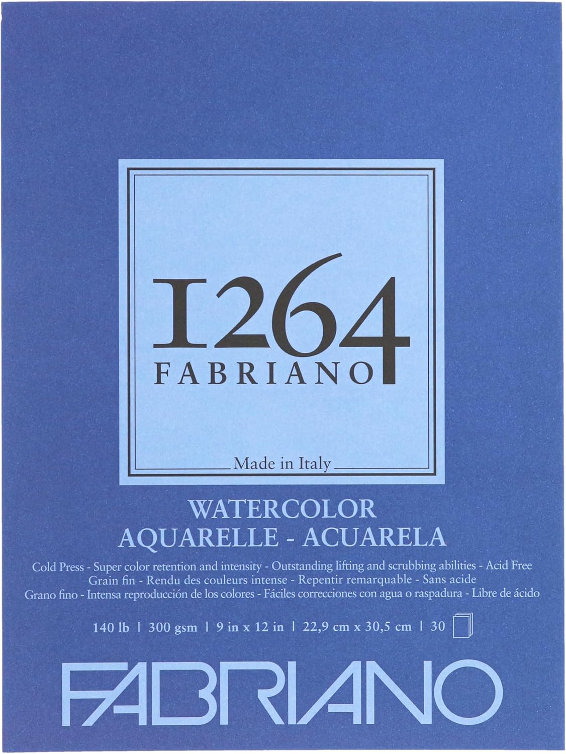 Fabriano 1264 Bloc de acuarela, blanco brillante