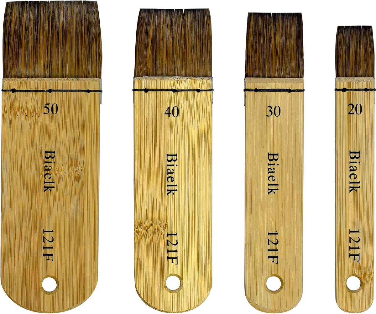 Juego de 4 pinceles profesionales de merluza para acuarela, mango corto, ardilla, mezcla de cabello, tamaño 20, tamaño 30, tamaño 40, tamaño 50