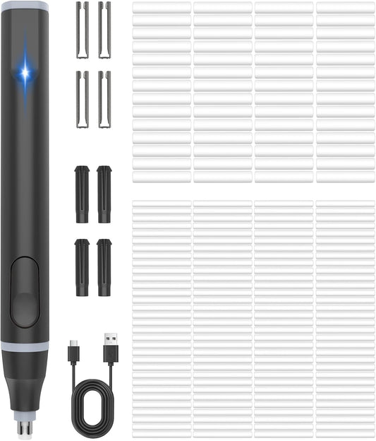Borrador Eléctrico, Borrador de Lápiz Recargable USB C con 220 REPUESTOS , 2 Tamaños de Borrador