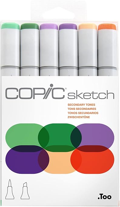 Copic arcadores de Arte de Doble Punta de 6 Colores
