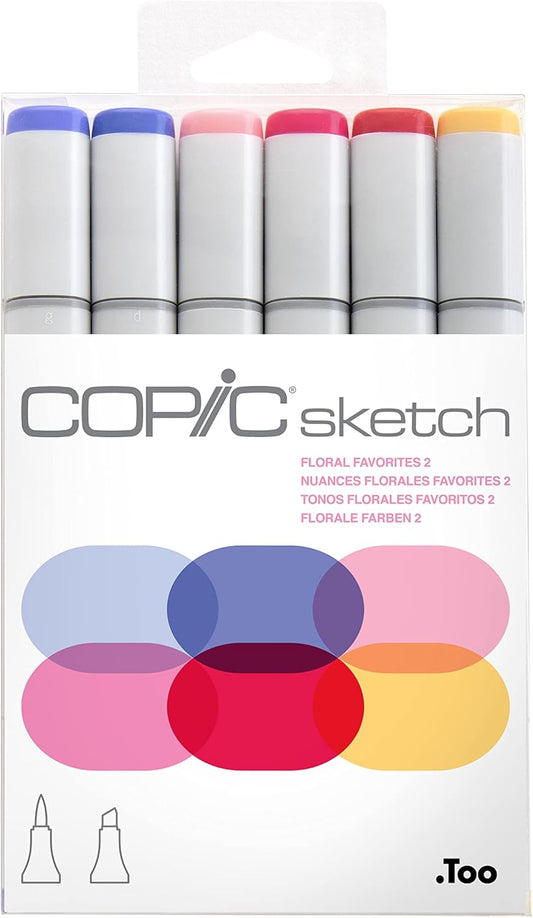 COPIC marcadores artísticos de doble punta de 6 colores, puntas de pincel mezclables