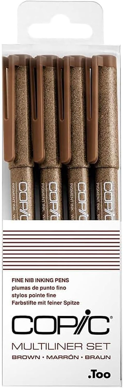 Copic Marcador Multi Liner 4 Piezas, Juego Marrón