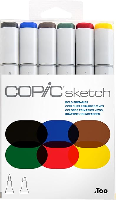 Copic Juego de Marcadores de Arte de Doble Punta de 6 Colores