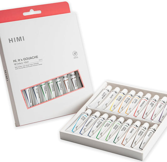 Juego de tubos de pintura Gouache HIMI - 18 colores 12ml