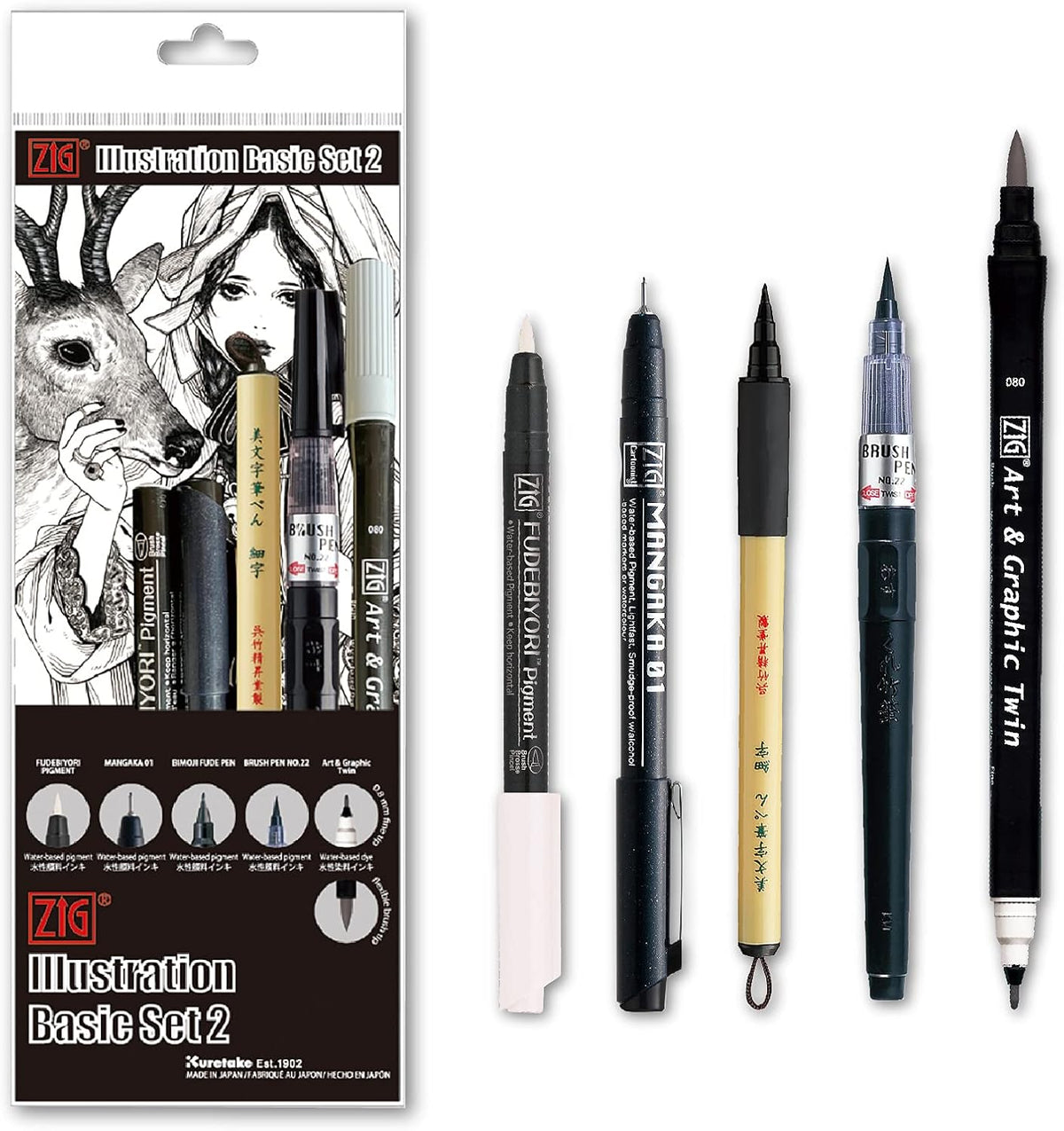Juego de Marcadoreres para ilustración, dibujo de manga, letras y caligrafía, artista profesional, fabricado en Japón