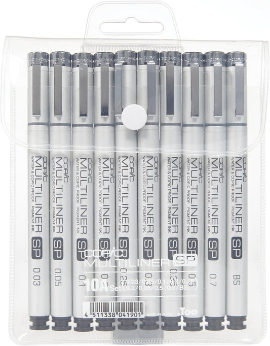 Copic Marker Multiliner SP - Bolígrafo de tinta (10 unidades), color negro (MLSP10A)