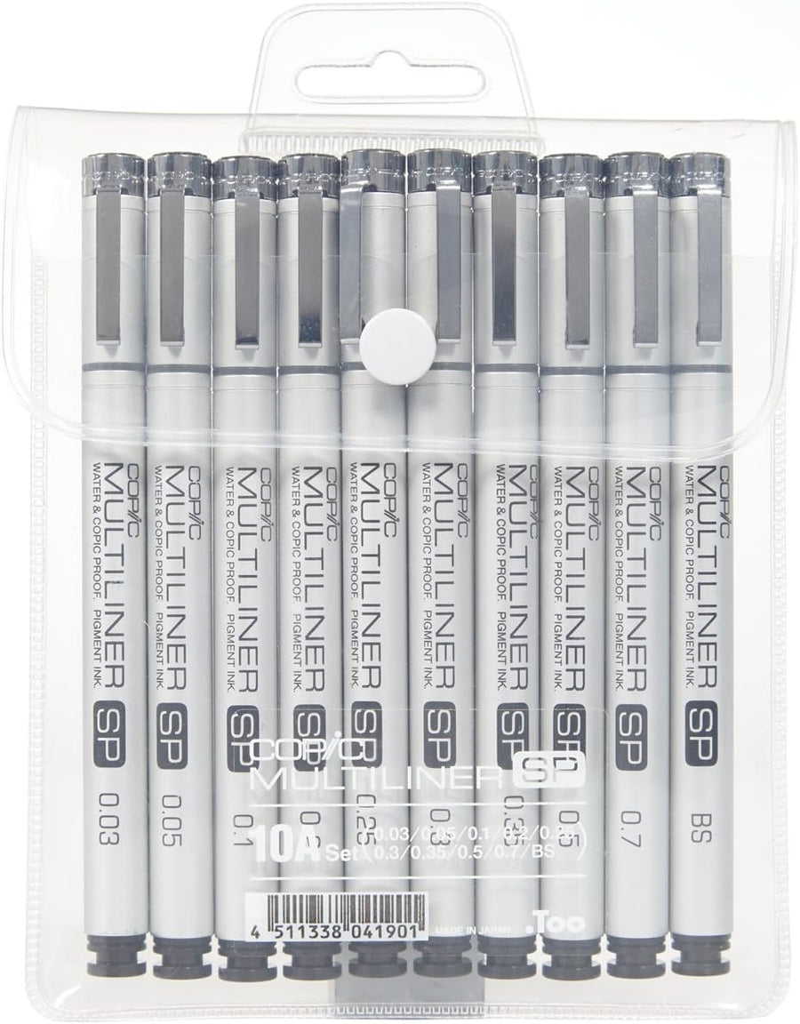 Copic Marker Multiliner SP - Bolígrafo de tinta (10 unidades), color negro (MLSP10A)