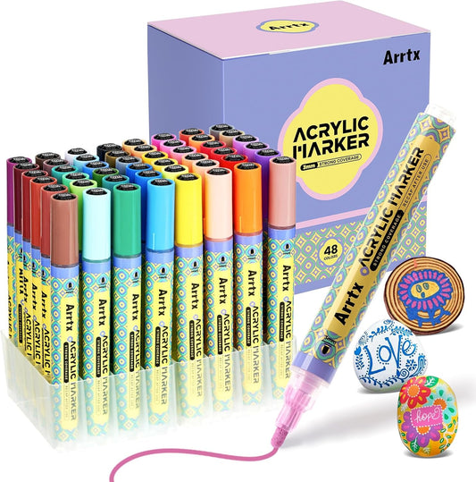 Arrtx marcadores  de pintura acrílica de 48 colores, punta media